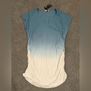 Lascana Dip Drop Ruched side V-Neck Women’s Tunic in Blue and White